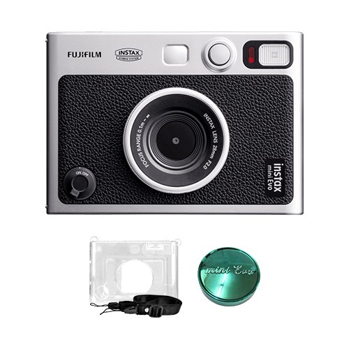 인스탁스 미니 에보 즉석카메라+케이스+렌즈 보호 캡/하이브리드 카메라, 콰이어트그린, 1개