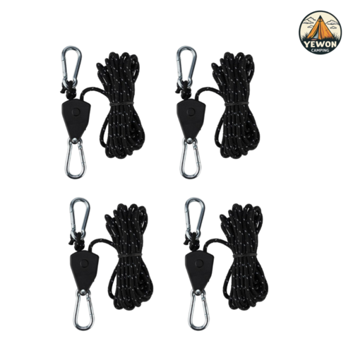 예원캠핑 로프라쳇4p+ 스트링4p 텐트 타프, 블랙