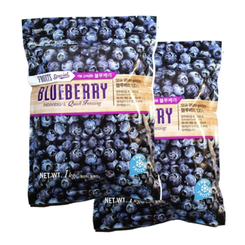 칠레 블루베리 1kg x 2개 무인공 첨가물 급속냉동 스무디 요거트토핑, 1세트, 1kg x 2개