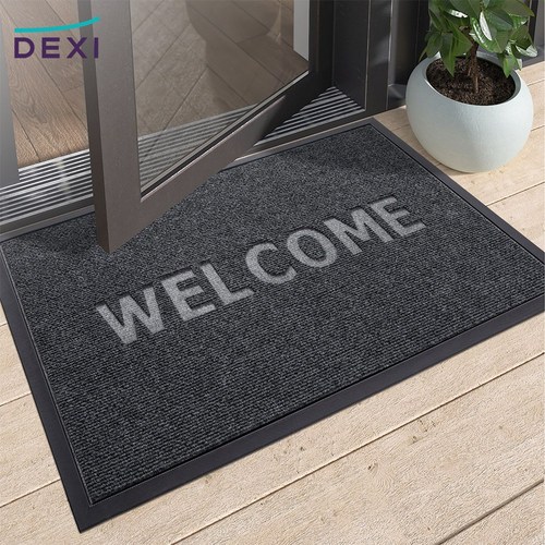 DEXI 1개 바닥 출입구 발판 매트 웰컴 현관 미끄럼방지 발매트 그레이 도어매트, Grey
