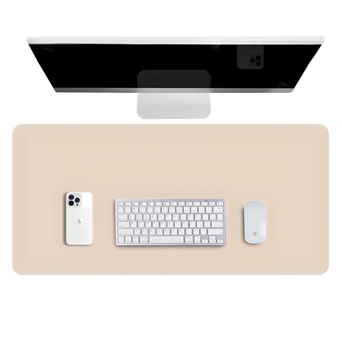 위어셀 가죽 데스크 와이드 장패드 마우스패드 논****** 키보드 매트, M 사이즈(80cm*40), 1개, 베이지