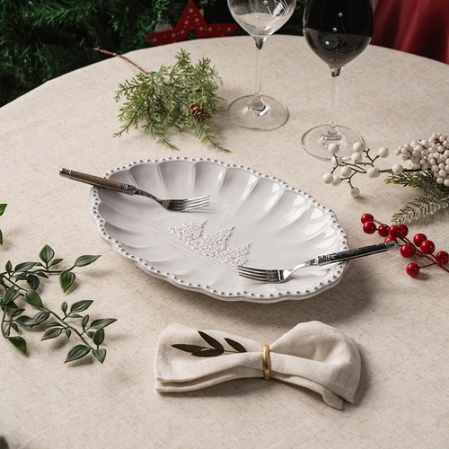 비토리아 크리스마스 접시 이태리 오벌접시 30cm, 단품