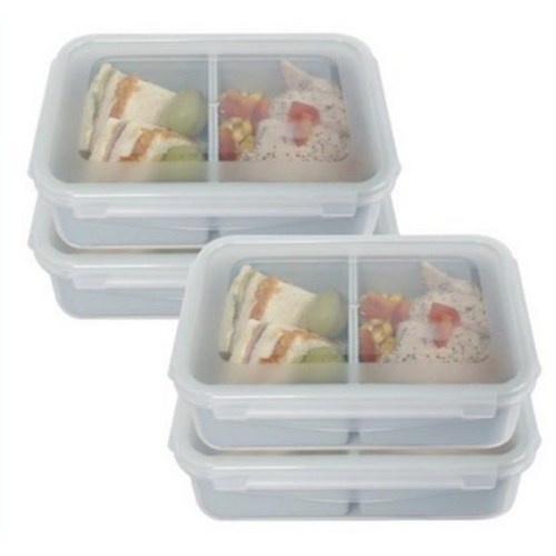 초특가 한정상품 나눔 칸막이 칸칸이 밀프랩 도시락통 반찬통 밀폐용기 2+2, 1세트, 1500ml