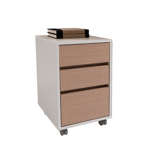 리바트 뉴프렌즈 서재가구 이동 3단 서랍장 방문설치, 화이트콤비