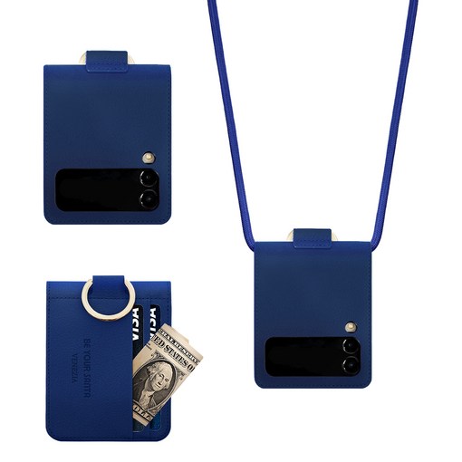 비유어산타 Z플립3, Z플립4케이스 이태리원단 사용 카드 나폴리 베네치아 멀티스트랩세트