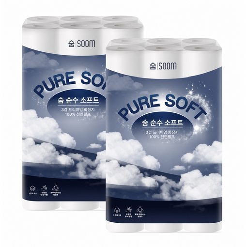 숨 소프트 블랙 3겹 30m x 2팩