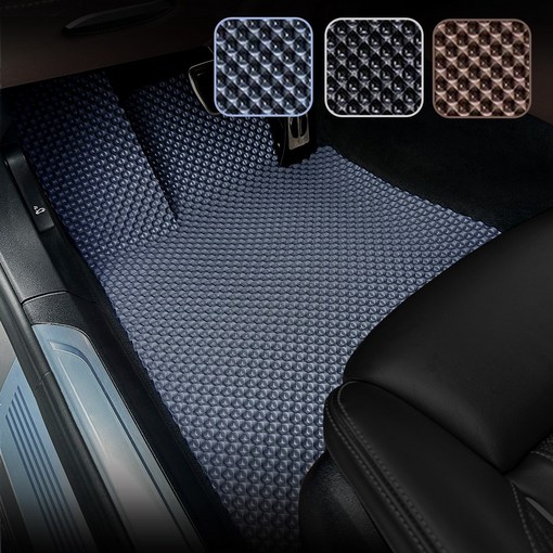 오토피아 다이아몬드 TPU 카매트 1열2열 세트 디 올뉴 코나 전용, 브라운, 624 디올뉴 코나 하이브리드