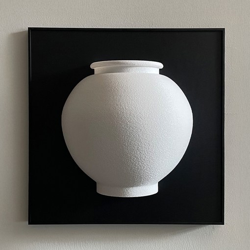 담결 달항아리 3D 입체 액자 베이직, 1개, C 블랙 프레임  블랙 배경  화이트 항아리