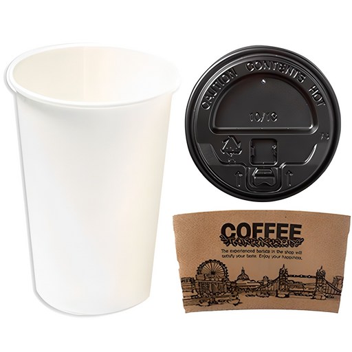 더빈썸 무지 종이컵 380ml + 블랙뚜껑 + 홀더