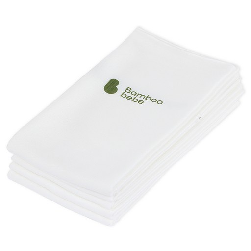 Bamboo Bebe 竹製經典方形布尿布, 純淨(白色), 5個
