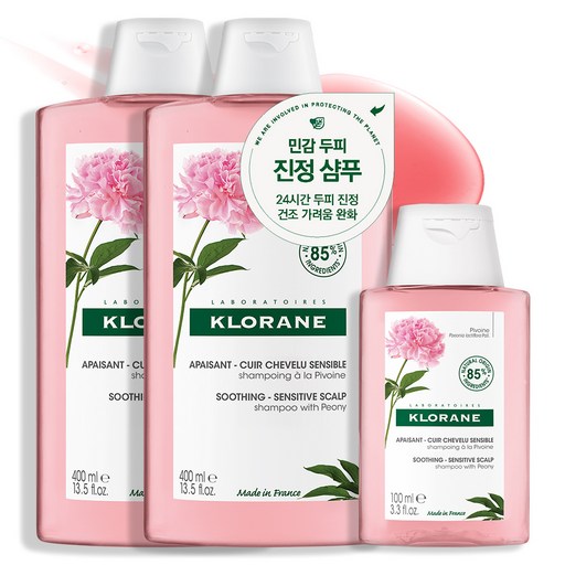 클로란 피오니 민감 두피 샴푸 프림로즈향 400ml x 2p + 100ml