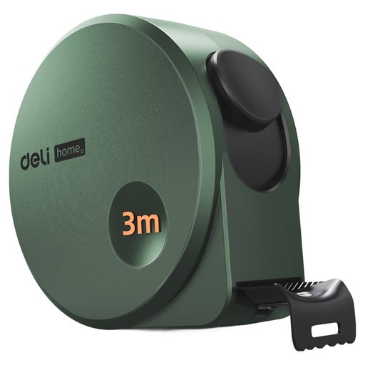 델리 홈시리즈 고정밀 탄소강 미끄럼방지 줄자 그린 3m HT8316L