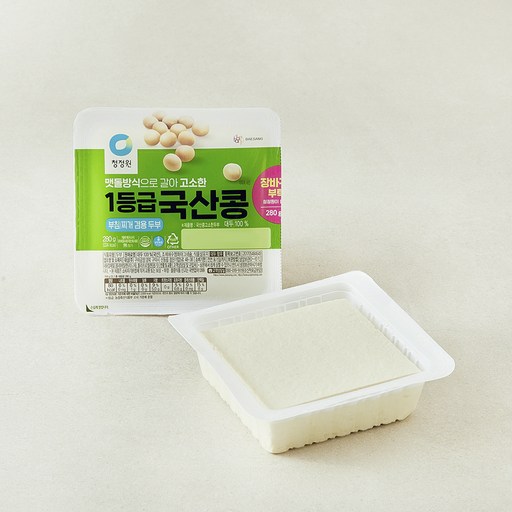 청정원 국내산 1등급 콩 부침 찌개 겸용 두부 2입