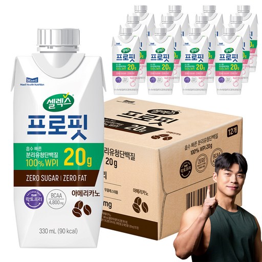 셀렉스 프로핏 드링크 복숭아 330ml 12p + 웨이프로틴 아메리카노 330ml 12p