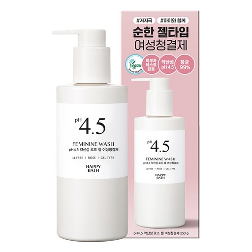 해피바스 PH4.5 약산성 로즈 여성 청결제 젤타입