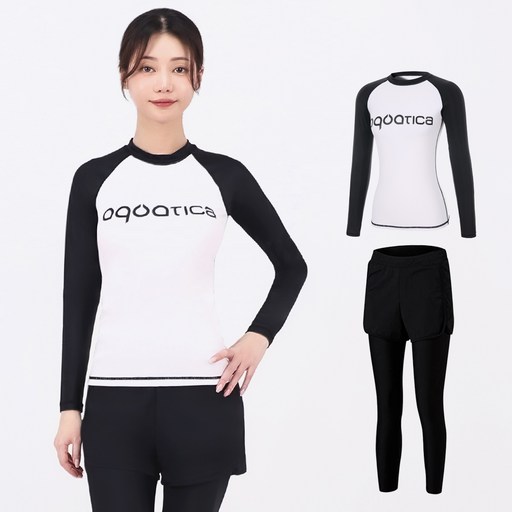 아쿠아티카 여성용 only one 래쉬가드 상의 AQAWTS23003 + 워터레깅스 AQA-WL 세트