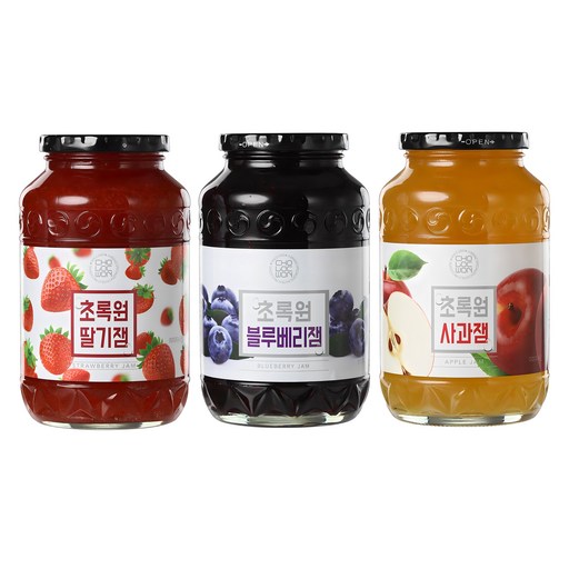 초록원 딸기잼 1kg 1p + 파인애플망고잼 1kg 1p + 사과잼 1kg 1p