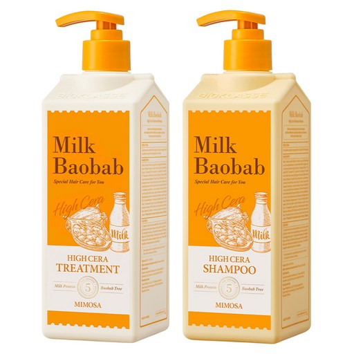 밀크바오밥 하이세라 샴푸 미모사 500ml + 트리트먼트 미모사 500ml