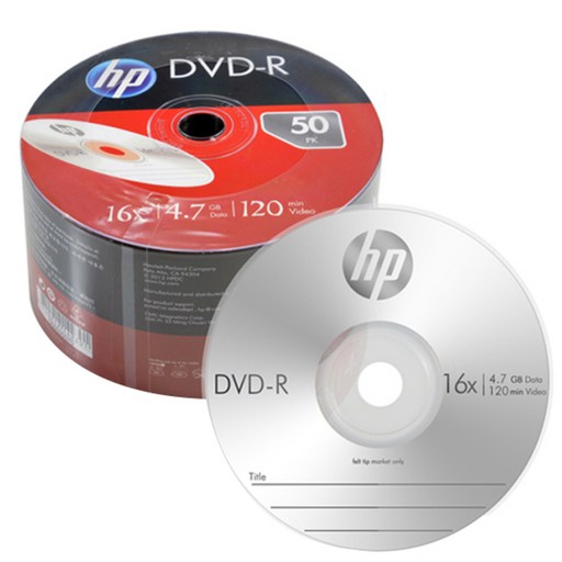 HP DVD-R 공디스크 16x 4.7GB 50P 벌크 팩, 단일 상품