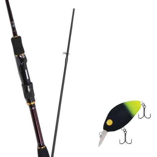 원다 베스타 루어 낚싯대 662MSP + 다미끼 디씨-200 하드 베이트 루어 55mm009-1 GREEN TAIL BLACK
