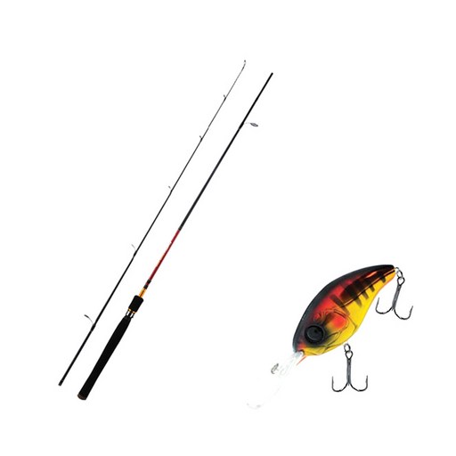 아피스 파이어스톰 배스 루어 낚싯대 S662ML + 다미끼 디씨-400 하드 베이트 루어 70mm 316H RED GILL