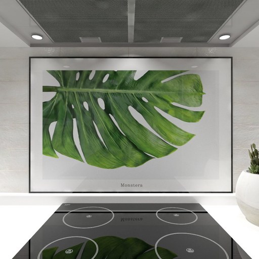 웰룸 주방아트보드 L 855 x 600 mm 몬스테라2