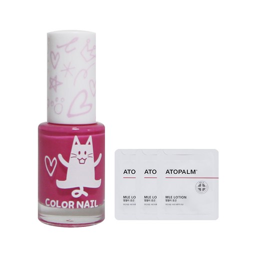 아토팜 어린이 컬러 네일 5ml + 샘플 파우치 랜덤발송 3p 세트, 핑크, 1세트
