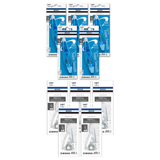 톰보우 모노에어 펜타입 수정테이프 5mm 5p + 리필 5p