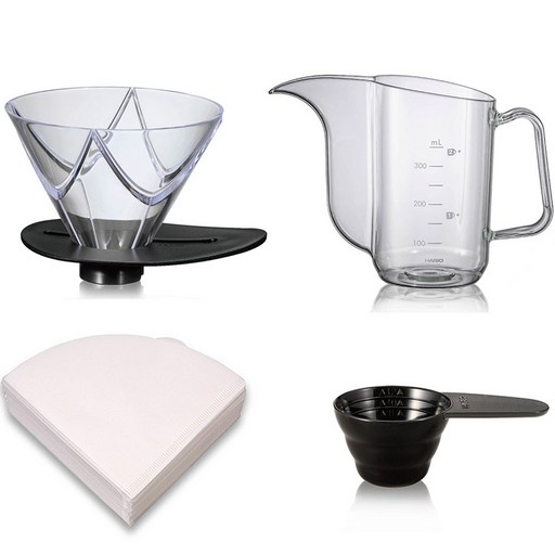 하리오 V60 1회 추출 무겐 드리퍼 + 케틀 드립 주전자 세트 VDMU-02T-SPS