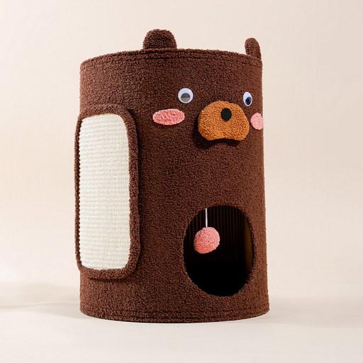 큐러스펫 고양이 숨숨집 스크래쳐 곰돌이 캣타워 2단