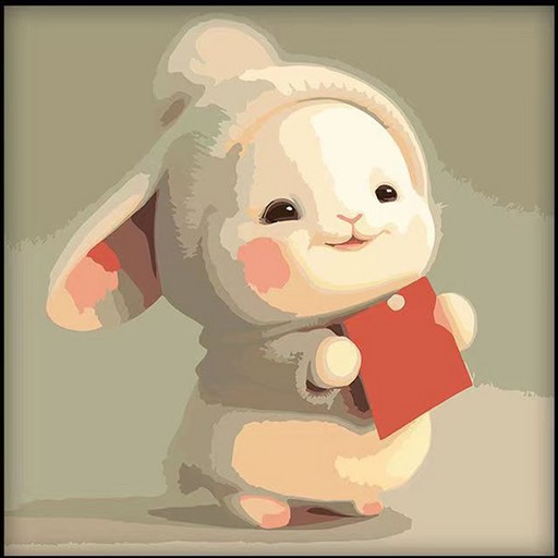 더웨일 DIY 유화 명화그리기 토끼 30 x 30 cm