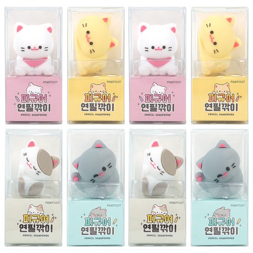 핑크풋 2000 냥냥 피규어 연필깎이 4종 x 2p 세트
