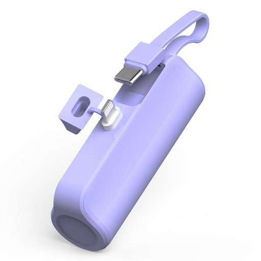 제이원 2in1 도킹형 일체형 8핀 + C타입 케이블 미니 보조배터리 5000mAh