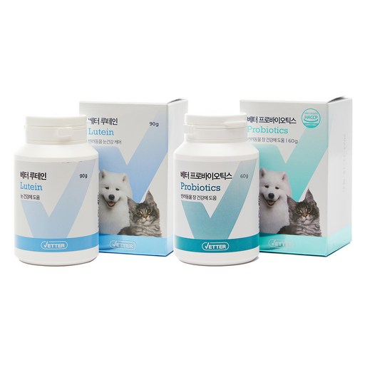 베터 반려동물 파우더 영양제 프로바이오틱스 60g + 루테인 90g 세트