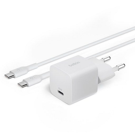 벨킨 부스트업 25W USBC타입 PD 3.1 PPS 초소형 고속충전기 + USB C to C 케이블 세트 WCA012kr1MWH-B6