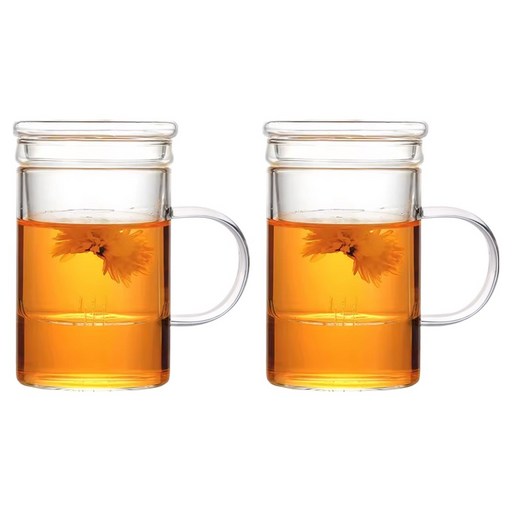 벨르디자인 티이야기 내열유리 차거름망 머그잔 450ml