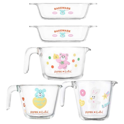 파이렉스 노티드 디쉬 직사각형 580ml + 직사각형 580ml + 계량컵 3종 세트