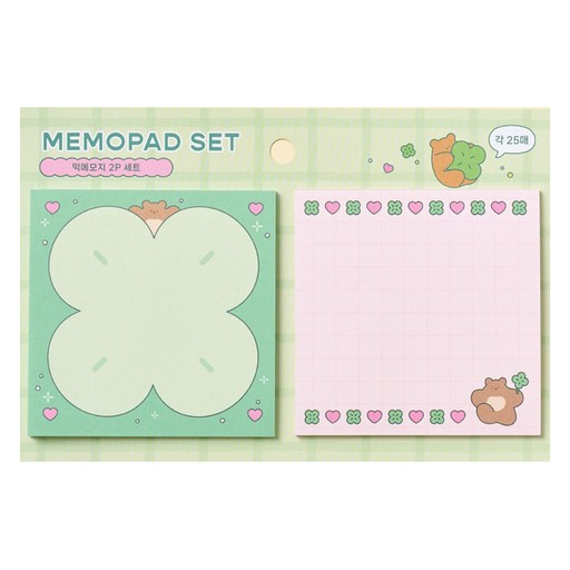버터 버터곰 메모지 2종 x 25p 세트