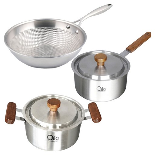 리빙글로리 인덕션 통5중 궁중팬 24cm + 통3중 편수 냄비 18cm + 통3중 양수 냄비 20cm 세트