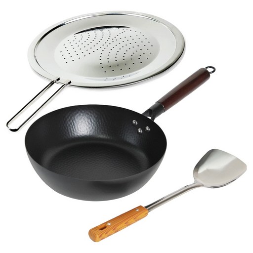 인덕션 커마 IH 무쇠 멀티팬 28cm + 스텐우드 뒤집개 + 올스텐 프라이팬 타공 커버 30cm 세트