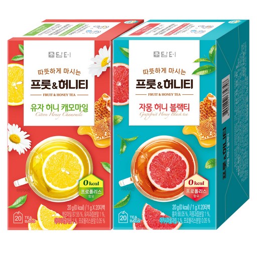 담터 프룻 허니티 유자 허니 캐모마일 20p + 자몽 허니 블랙티 20p
