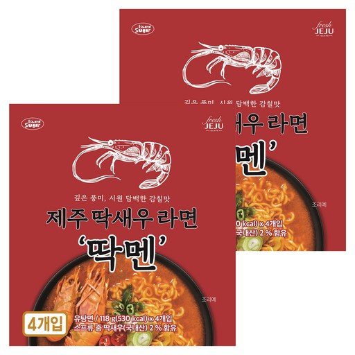 컬러슈가 딱멘 아일랜드슈가 제주딱새우라면 118g