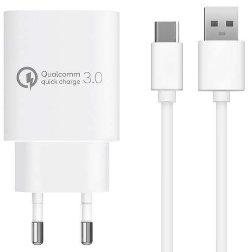 퀄컴 공식인증 QC3.0 18W 고속충전기와 C타입 충전케이블 1.2m 세트 홈플래닛 고속충전 솔루션