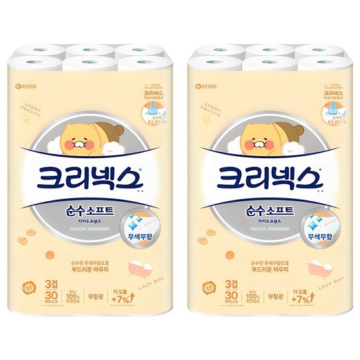 크리넥스 순수소프트 카카오프렌즈 천연펄프 3겹 고급롤화장지