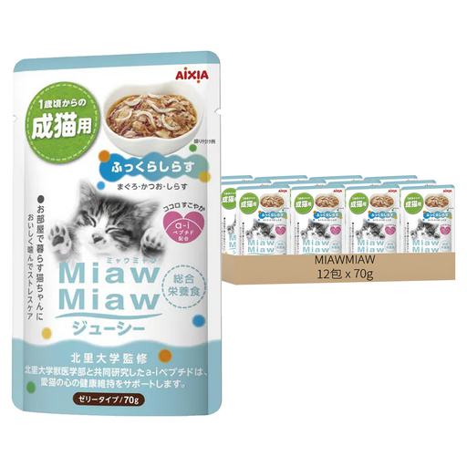MIAWMIAW 妙喵主食軟包, 鰹魚 + 吻仔魚, 70g, 12包