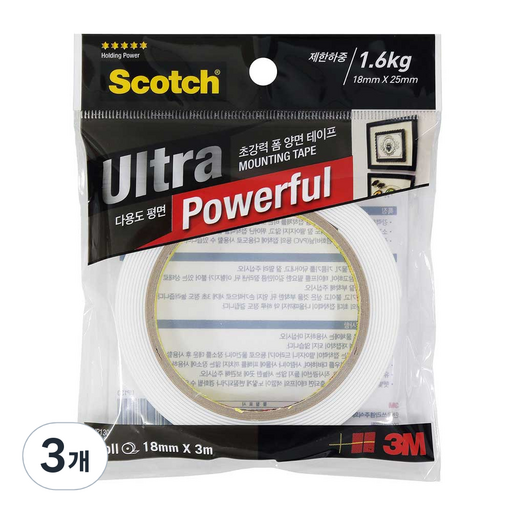 3M 스카치 초강력 폼 양면 테이프 18mm x 3m