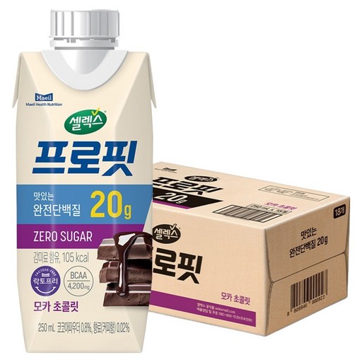 Selex 無糖牛奶蛋白飲 摩卡巧克力口味, 18瓶, 250ml