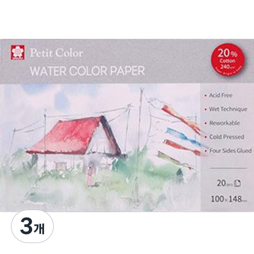 사쿠라 마켓피아 수채화용 네면 인감 접착제 그림 스케치북 01-32k 100 x 148 mm