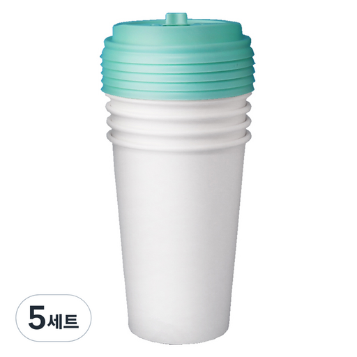 블룸엣홈 카페 무지 종이컵 390ml x 25p + 뚜껑 민트 25p 세트