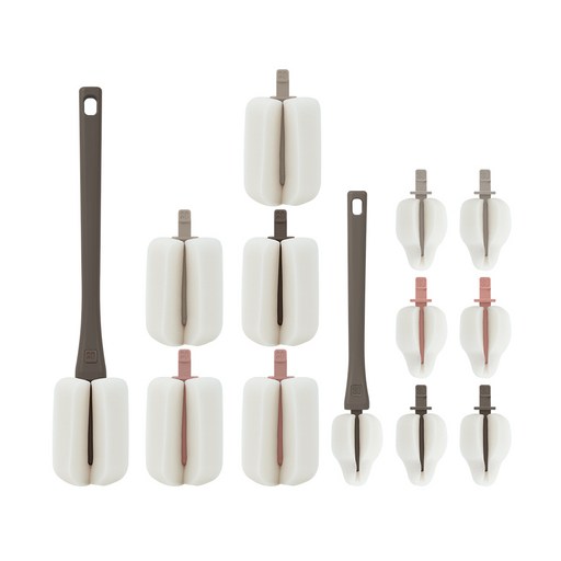 마더케이 국산 리필형 롱핸들 젖병솔 세트 + 젖병솔 리필 3p + 리필형 젖꼭지솔 세트 + 젖꼭지솔 리필 3p